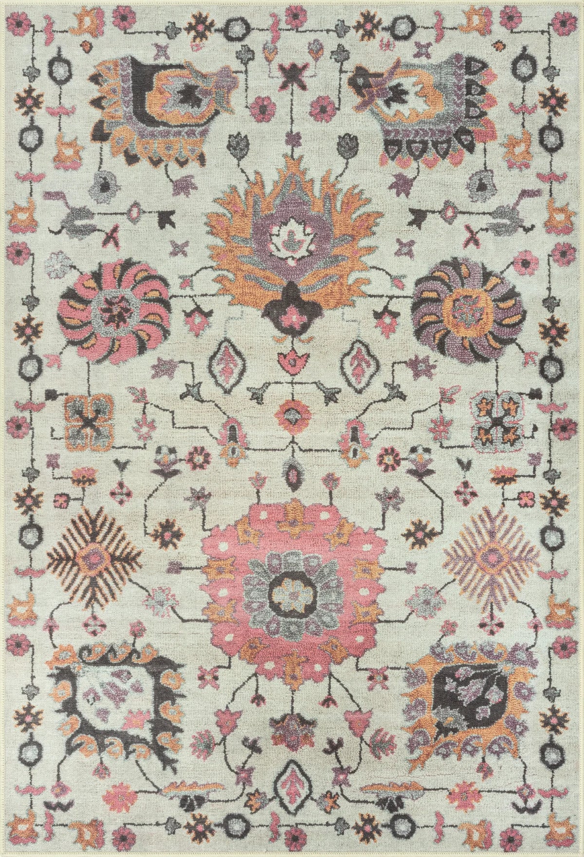 Dusk Beige & Pink Washable Rug