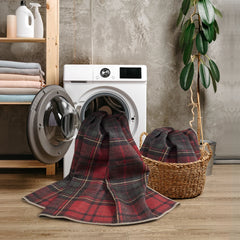 Red Tartan Washable Rug