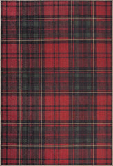 Red Tartan Washable Rug